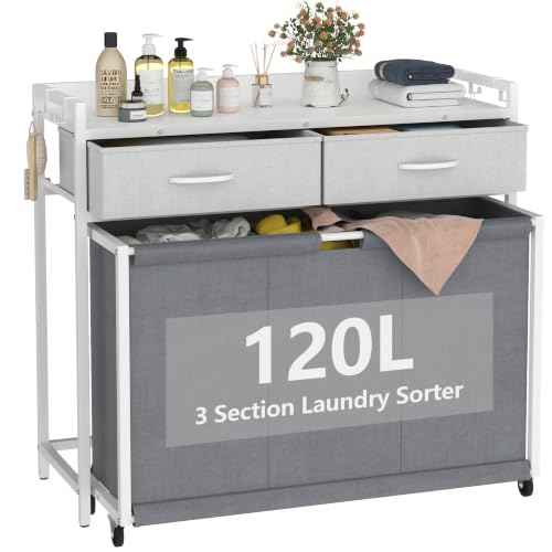 Laundry Hamper Laundry Basket with 3 Section Pull