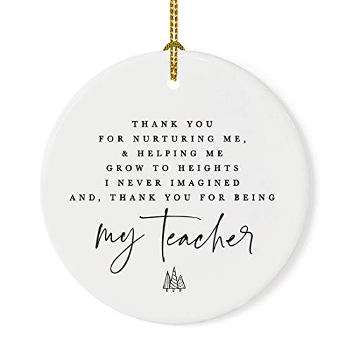 Round Ceramic Porcelain Christmas Tree Ornament for Teacher Thank You Gift