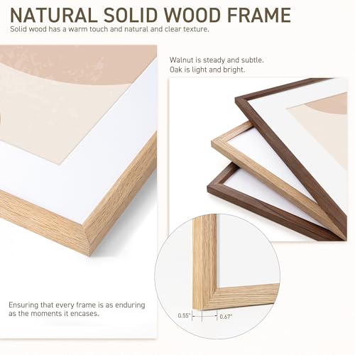 8x10 Picture Frame Natural Solid Oak Photo Frames with 5x7 Removable Mat Wall Hanging Large Handcrafted Frame with HD Plexiglass Wall and Tabletop Display Large Poster Frame