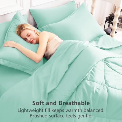 Queen Comforter Set with Sheets Mint Green