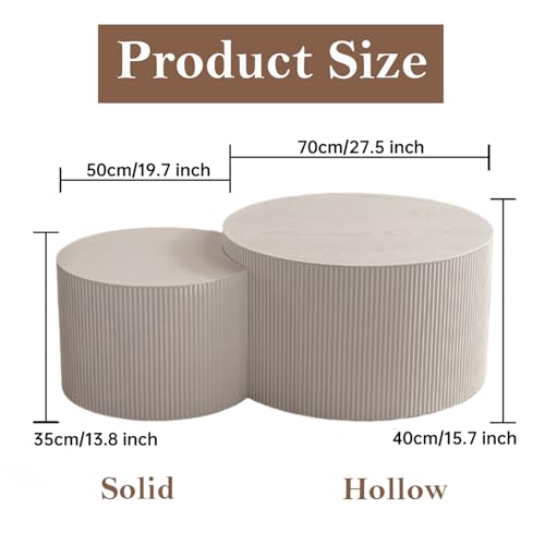 White Round Fluted Nesting Coffee Table Set of 2 (2 Count)