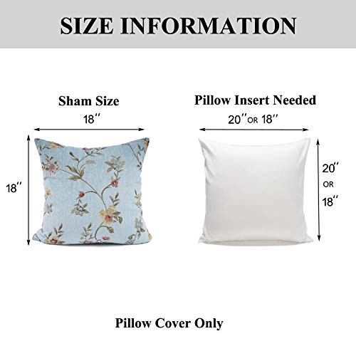 Embroidery Jacquard Teal Floral Leaf Pattern Square Decorative Throw Pillow Case Cushion Cover