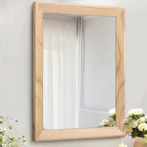 Rustic Mirrors for Wall Rectangle Wood Frame Mirror Decorative for Farmhouse Bedroom Bathroom Living Room Small