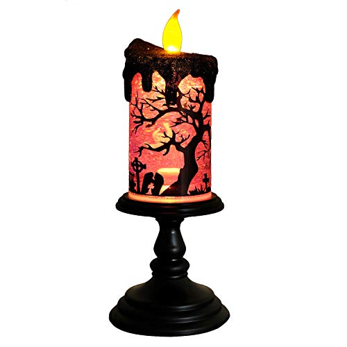 Ghosts Halloween Snow Globe Flameless Candle Battery Operated