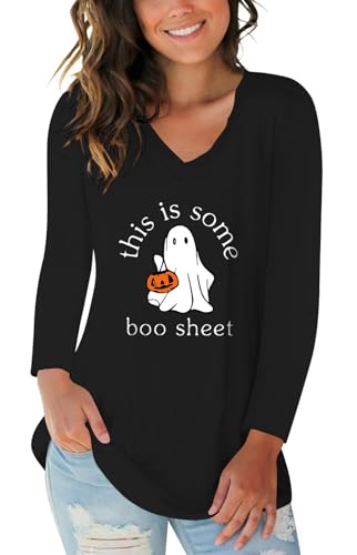 Halloween T Shirts Womens Ghost Cute Funny Letter Print T