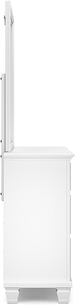 Signature Design by Ashley Fortman Casual Dresser and Mirror, Tapered Feet, 7 Storage Drawers, Round Satin Nickel Metal Knobs, Wood, 74.13" High, White