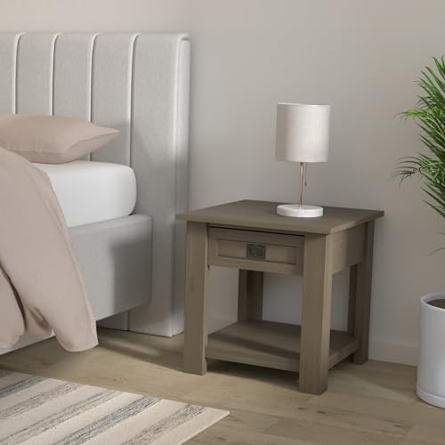 Monroe 22" Wide Solid Wood Rectangular End Table in Grey