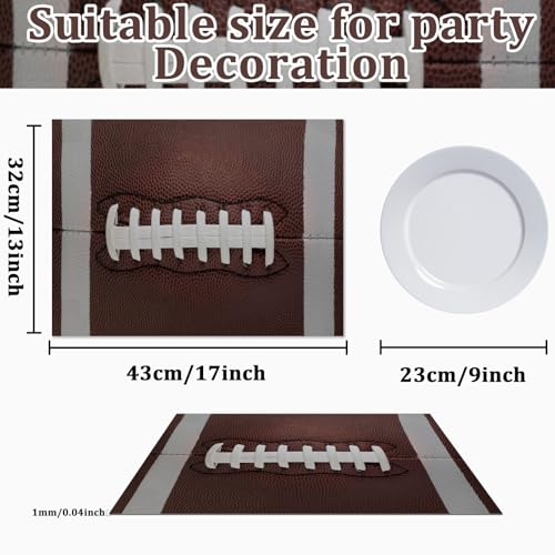Football Plastic Placemats Set of 6 Sport Table mats 17×13×0.04in (6 Count)