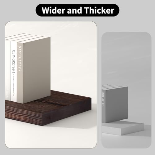 Floating Shelves 8 Inch Deep Solid Wood Wide Wall Shelf Set of 2 Wall Mounted for Bedroom Bathroom Living Room Kitchen (2 Count)