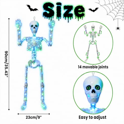 Blue and Green Light up Skeletons Halloween Decor (Blue&Green Light)