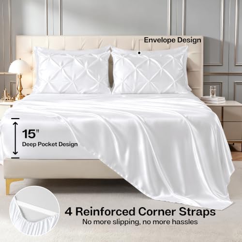 Satin Queen Comforter Set White