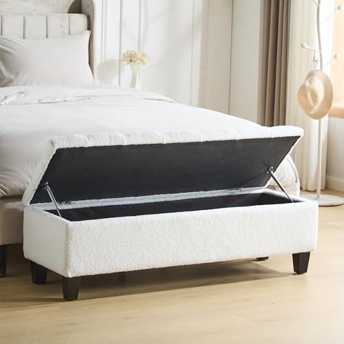 Ottilie Boucle Fabric Storage Ottoman Bench