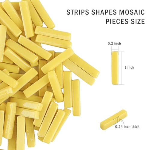150g Yellow Strips Glass Mosaic Tiles for Crafts Bulk (5.29 Ounce)