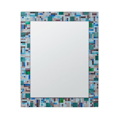 30" x 24" Green Mosaic Wall Mirror