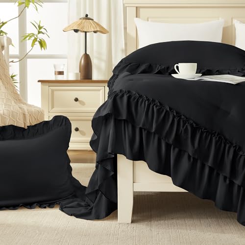 Black Ruffle Comforter Set King