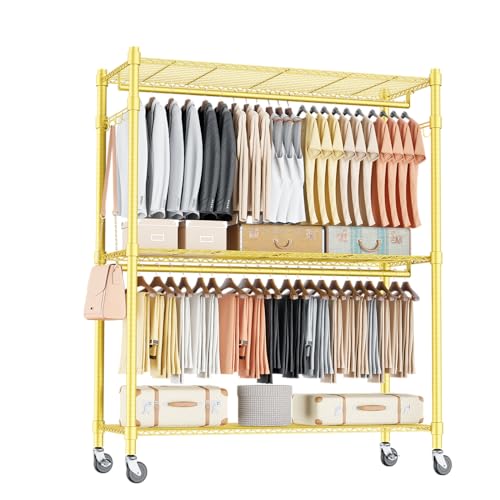 Gold Heavy Duty Clothes Rack with Wheels