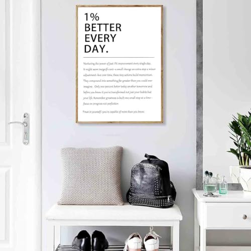 1% Better Every Day Art Inspirational Pictures Motivational Print Quote Poster Growth Mindset Posters Self Improvement Poster Positive Sayings Office Living Room Decor 16x24inch No Frame