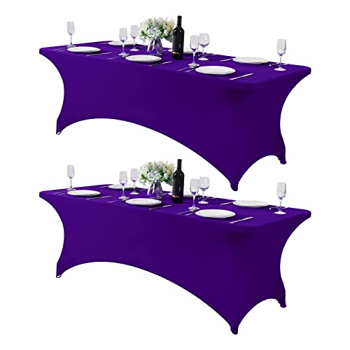 2Pack Spandex Table Cover for 6Ft or 4fT or 8ft Table Universal Fitted Stretch Tablecloth for Party (2 Count)