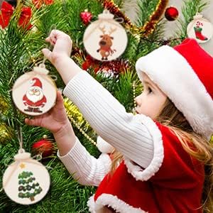 OurWarm 50pcs DIY Wooden Christmas Ornaments for Crafts, 4" Blank Wood Ornaments to Paint, Natural Unfinished Wood Slices Hanging Christmas Crafts Tree Decorations