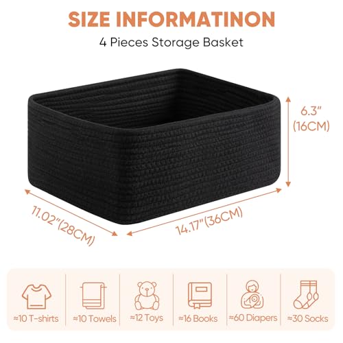 4 Pack 14.17 * 11.02 * 6.3IN Storage Baskets for Organizing Shelves (4 Count)