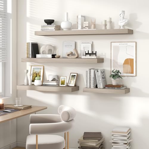 Floating Shelves 47.2" W x 10.3" D Grey Set of 2 (2 Count)