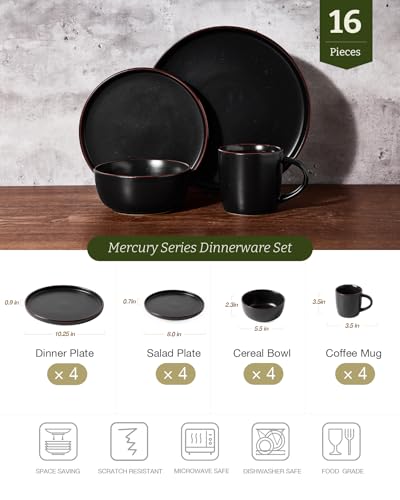 Mercury 16 Piece Stoneware Plates and Bowls