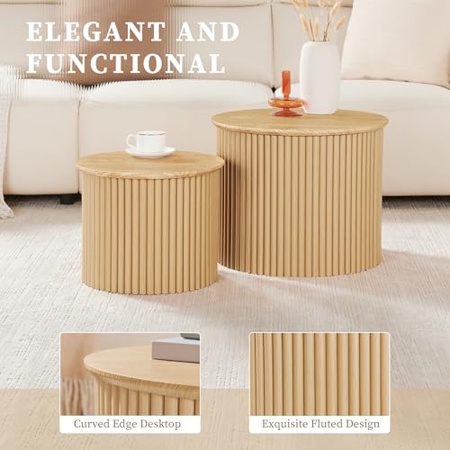 Fluted Round Nesting Coffee Table Set of 2 (2 Count)