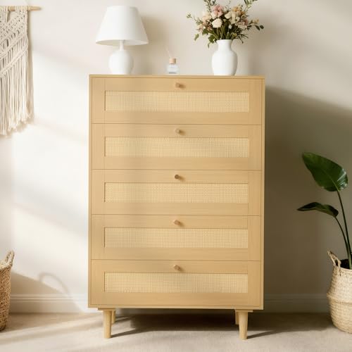 5 Drawer Rattan Dresser