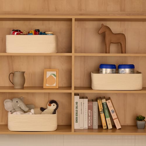 Large Shallow Organizing Baskets 15x11x5.1 Inches (3 Count)
