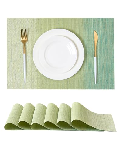 Gradient Green Woven Placemats Set of 6 (3 Count)