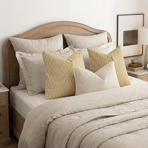 Decorative Floral Print Throw Pillow Covers 20×20 Light Yellow (2 Count)
