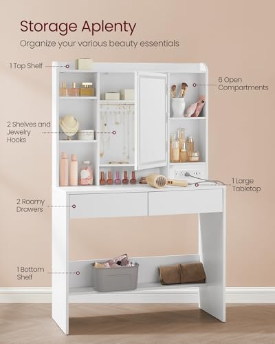 35.4 Inch Vanity Desk with Mirror and Lights