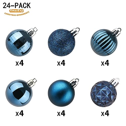 24ct Blue Christmas Ball Ornaments for Tree Decorations (24 Count)