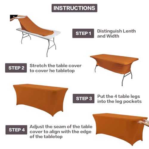 2 Pack 6FT Table Cloth for Rectangular Spandex Caramel Table Cover (2 Count)