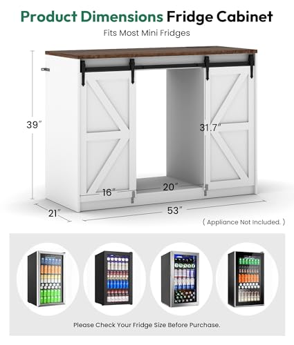 Farmhouse Coffee Bar with Mini Fridge Space & Power Outlet