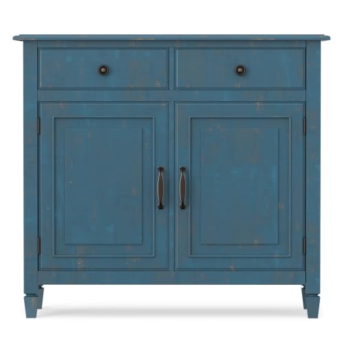 Connaught 40" Wide Solid Wood Cabinet in Distressed Coastal Blue