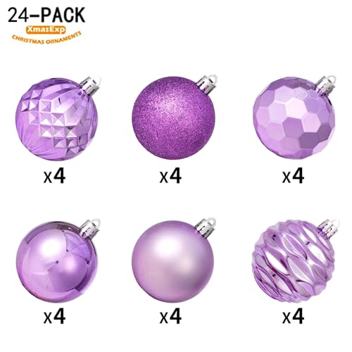 24ct Christmas Ball Ornaments Shatterproof Xmas Tree Hanging Balls Decorations Perfect for Halloween Decorations Holiday Wedding Christmas Decor (34 Count)