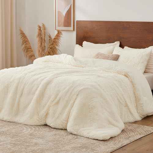 Cream White Fluffy Comforter Set King