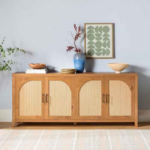 Sasha 4 Door Reeded Sideboard Buffet with Cord Management
