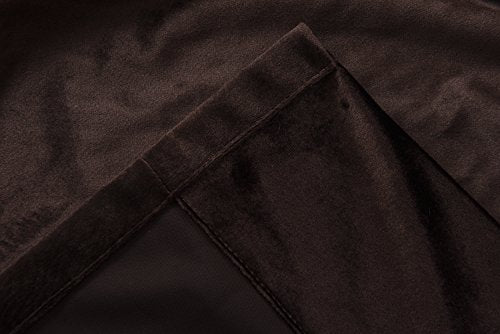 Luxury Velvet Blackout Curtains Panels with Grommet Draperies Eyelet 52Wx72L Inch Brown
