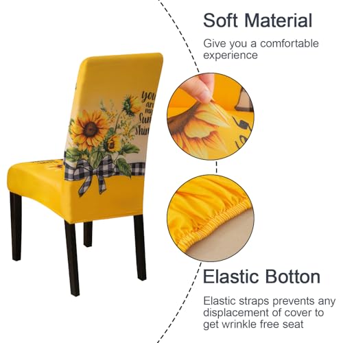 Sunflower Chair Covers for Dining Room Set of 4