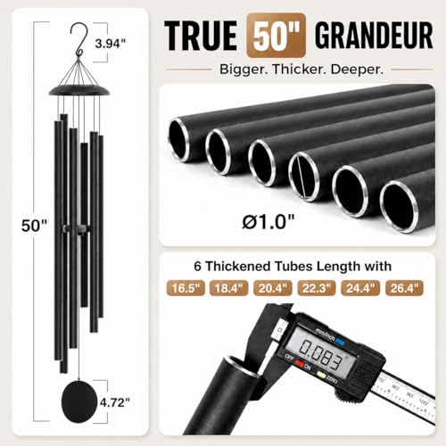 50" Extra Large Wind Chimes for Outside Deep Tone