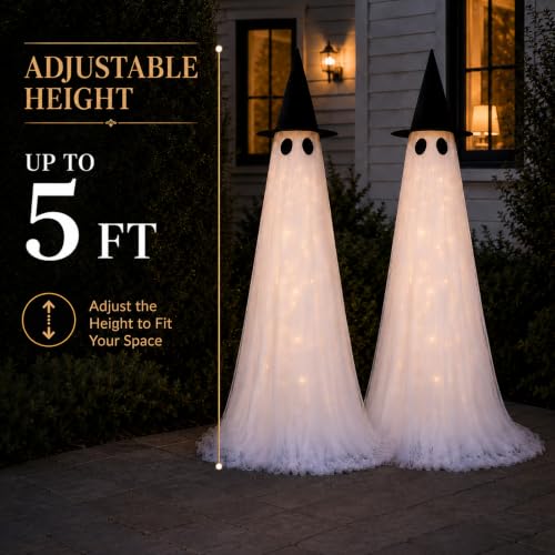 2 Pack 5 Ft Large Light Up Ghost Decor (2PK-LARGE-LED-GHOST)
