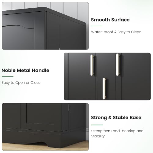 47" Kitchen Pantry Cabinet with Pull Out Drawer Adjustable Shelves