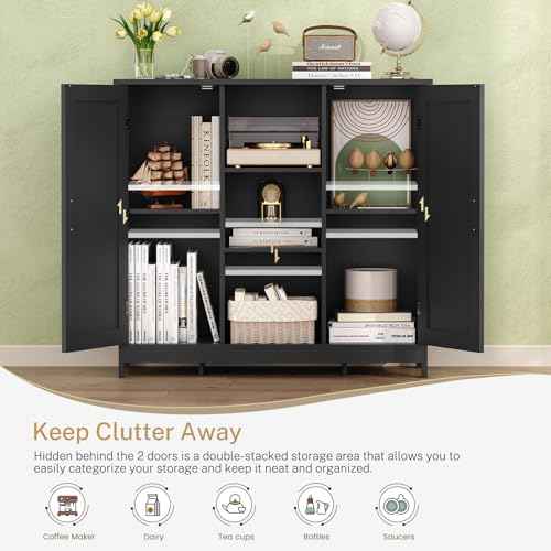 Storage Cabinet with 2 Doors and 4 Storage Shelves