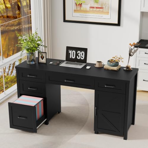Farmhouse 61'' Executive Desk with 5 Drawers