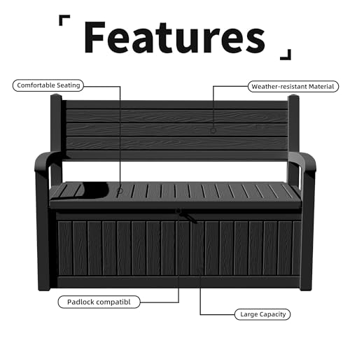 75 Gallon Storage Bench Deck Box Outdoor Indoor