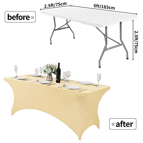 2Pack Spandex Table Cover for 6Ft or 4fT or 8ft Table Universal Fitted Stretch Tablecloth for Party