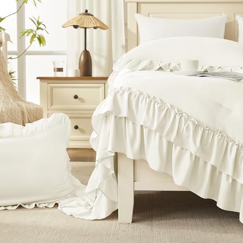Ivory Ruffle Super King Comforter Set
