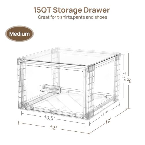 2 Pack Clear Stackable Storage Drawers 15QT (2 Count)